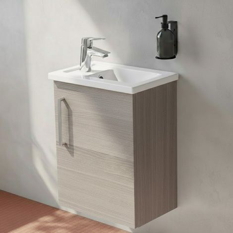 Vitra Root Flat Compact Wall Hung 1-Door RH Vanity Unit with Basin 450mm Wide - Cordoba (1/4)