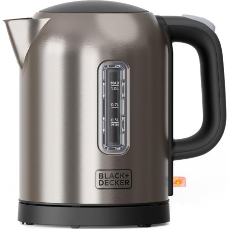 Bouilloire inox BXKE2207E 2200W Ébullition rapide 1L Design compact Base 360° Arrêt auto Filtre anti-calcaire LED Bec anti-gouttes Sans BPA (1/5)