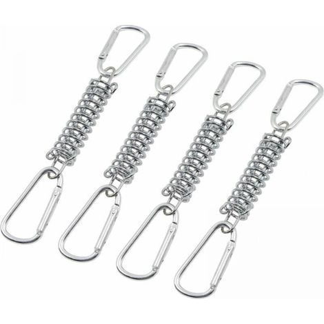 4pcs Buckle Spring Tension Awning Fixing - Shade Sail Fixings Stainless Steel Accessories with 4 Coil Springs 8 Carabiners for Tents Awnings Camping (1/4)