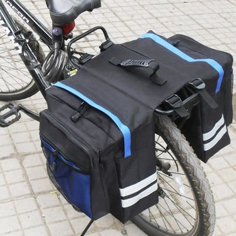 Sac porte-bagages arrière siège de vélo grande capacité avec housse imperméable Sacoche selle vélo -bleu-Ywey (1/5)
