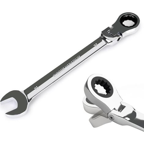 Clé à cliquet flexible 21mm, acier Chrome Vanadium, 72 dents, 12 pans (1/5)
