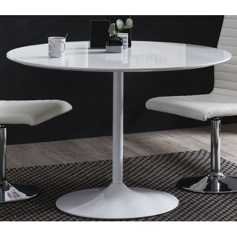 Table de Bistrot Ronde pour Salle à Manger en MDF et Métal Laqué Brillant Ø 110 cm - PANGIVO (1/3)