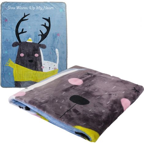Couverture douce pour enfant avec imprimé 100 x 140 cm, couverture tendance pour enfant (1/2)