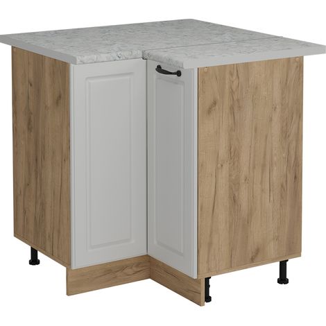 Mobile ad angolo cucina R-Line, Bianco casa di campagna, 75.6 cm PL Marmo, Vicco