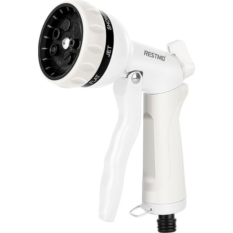 Metal Garden Watering Gun White Hose Sprayer 7 Models Spray Gun with Adjustable Water Flow for Car Wash (1/5)
