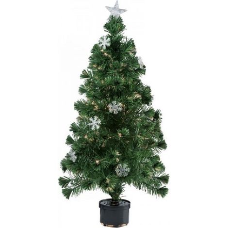 TrAdE Shop Traesio - Albero Di Natale Fibra Ottica Snow 60cm 60 Punte 9 Fiocchi Di Neve Verde - (1/2)