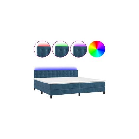 Sommier à lattes de lit matelas et LED Bleu foncé 200x200 (1/5)
