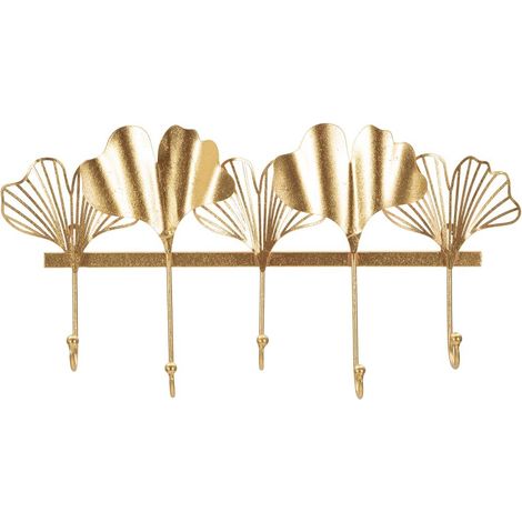 Appendiabiti da parete in metallo con 5 ganci 26,3x49,5x6 cm Leaves (1/5)