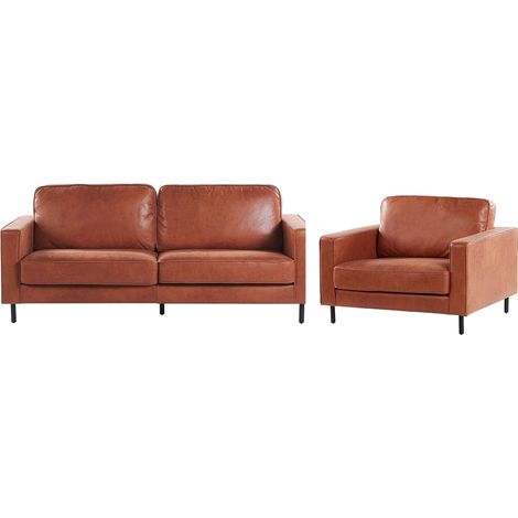Sofa Set 4-Sitzer SAVALEN Kunstleder Goldbraun