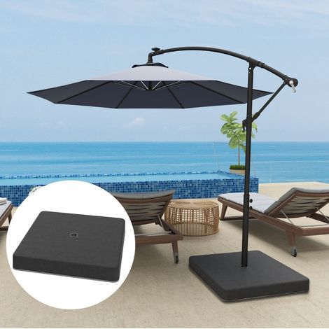 Lests de parasol à remplir de sable, 89 x 89 x 10,5 cm, noir HAVRYA (1/5)