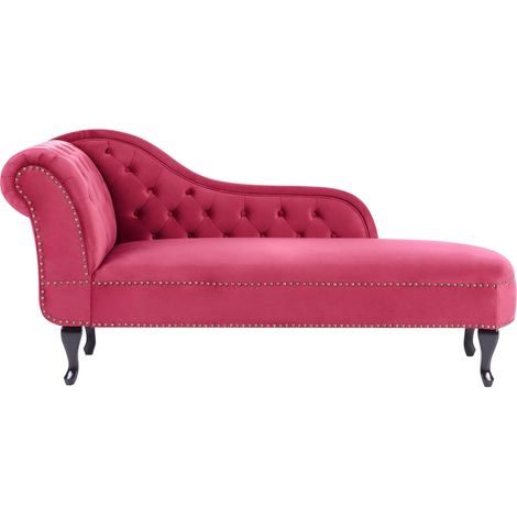 Chaise Longue Burgundy Left Hand Velvet Buttoned NIMES