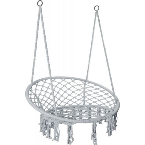 Fauteuil Suspendu - Togo - Structure Métallique Tressée - Pour Jardin Terrasse Intérieur - Charge Max 150 Kg - Gris - 1 Pièce (1/5)