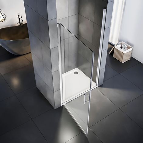 SIRHONA Porte de Douche 90 x 185 cm pivotante extensible verre trempé 6mm Joint de bas étanche,SIRHONA