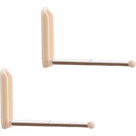 Support Mural Pliable - 27 Cm Rétractable - Pour Cintres - Salle De Bain Chambre Fenêtre Placard - Blanc - Lot De 2 (1/5)