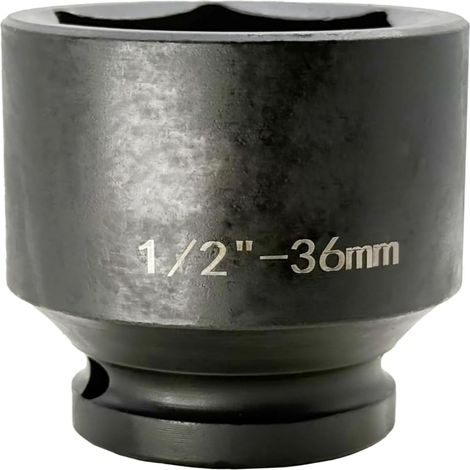 Douille À Choc - 36 mm - Acier Chrome-Molybdène - Profil 6 Pans - Pour Clé 1/2 Pouces - Usage Professionnel - 1 Pièce