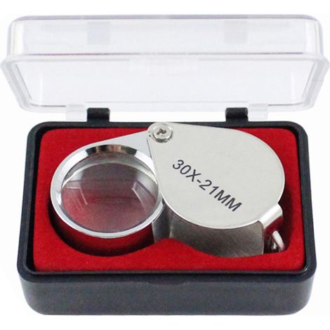 Taschenlupe für Schmuck, 30x, 21 mm, Juwelier-Augenlupe, Vergrößerungsglas für Schmuck, Steine, Briefmarken, Münzen und Uhren (1/5)