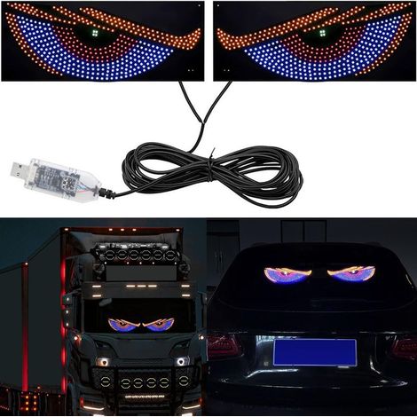 Yeux du Diable pour Voitures,12cm x 30cm Yeux LED pour Voiture,Yeux de Pare-Brise animés à LED,Grands Yeux pour Pare-Brise de Voiture (1/5)