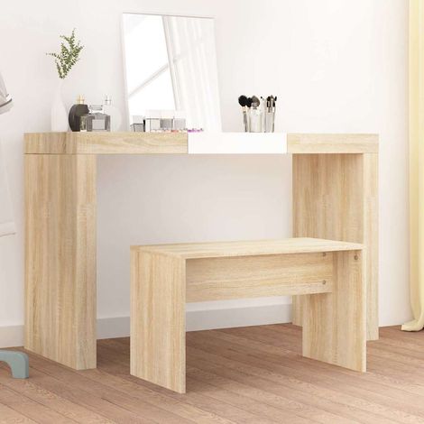 Tabouret de coiffeuse en bois d'ingénierie chêne sonoma 70 x 35 x 45 cm - PANGIVO (1/5)