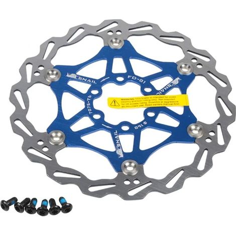 Convient aux disques de frein de vélo, disque de frein de vélo de 160 mm, disque de frein flottant pour VTT, accessoire de vélo à verrouillage central (bleu 160 mm) (1/5)