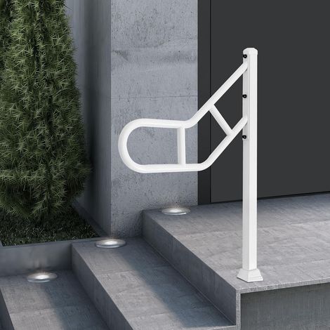 Main courante en forme de U, 59 cm, garde-corps d'escalier extérieur, rampe d'escalier de haute qualité pour balcon, escalier et parapet (blanc)
