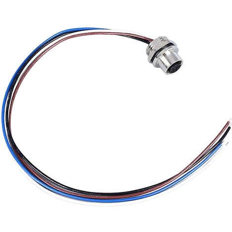 M12 Frontmontagebuchse, Messing, vernickelt, M12-Buchsenstecker mit Elektronikkabel (1/4)
