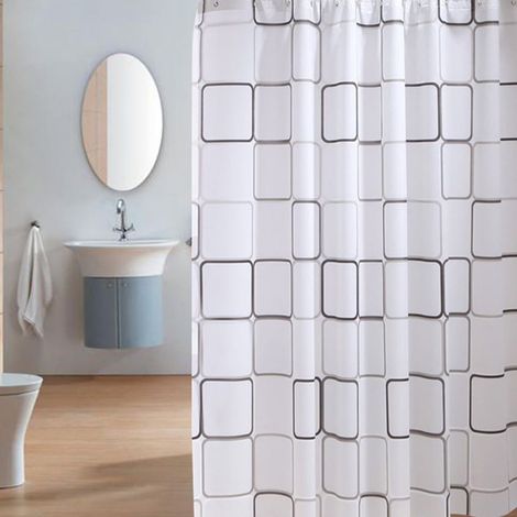 Rideau De Douche - 240 X 200 Cm - En Tissu Lavable - Design Rustique Ferme - Avec 16 Crochets (1/5)