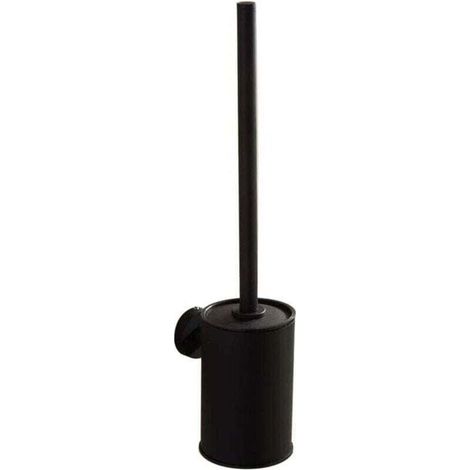 Soporte de pared para escobilla de baño, acero inoxidable 304 negro, tamaño 38 x 9 x 13 cm -Crezuo