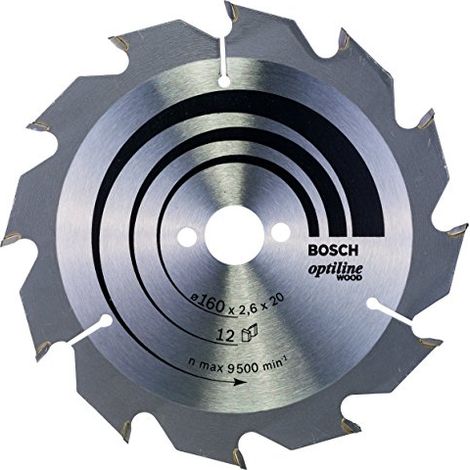 Lama per sega circolare Bosch Optiline Wood per seghe circolari portatili, 160 x 20/16 x 2,6 mm, 12 2608641173