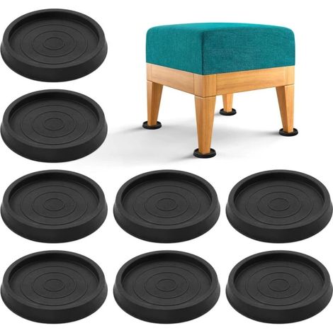 Ensemble de 8 patins ronds en caoutchouc antidérapants (6,3 cm) pour pieds de meubles, chaises, protège-lits, armoires, canapés, chaises, tables et sols en bois. (1/5)