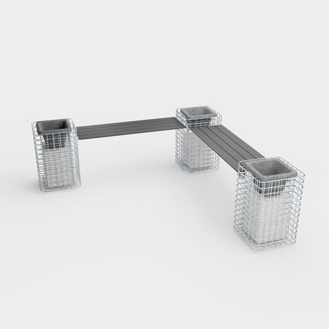 Gabiondeco - Banc de jardin 3 colonnes à fleurs - 200 x 62 x 42 cm (L x H x P) MW 5 x 5 cm galvanisé à chaud . avec revàªtement recyclà© en anthraci... (1/5)