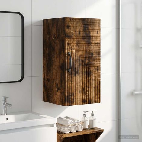 vidaXL Armario de pared para baño HAARLEM Roble Ahumado (1/5)