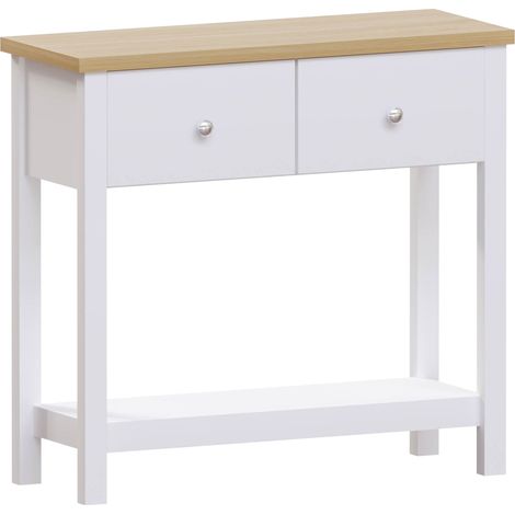 Arlington 2 Drawer Console Table With Shelf Side End Hallway Table, White (1/5)