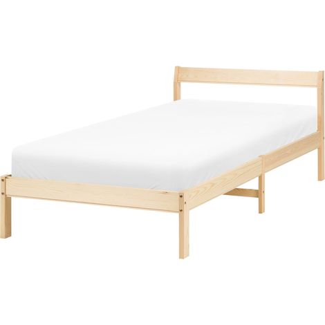 Bed Frame Light Brown Pine Wood EU Single Size 3ft Headboard Minimalist MADONE (1/5)