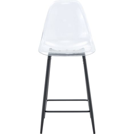Set mit 4 transparenten Barhockern mit schwarzem Metallgestell, modernes Design ohne Lehne (1/5)