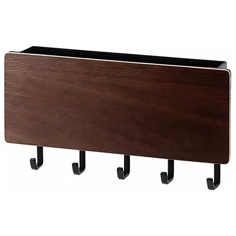 Porte-clés - Armoire à clés - Panneau clavier - Plateau à clés - Porte-clés moderne - Organisateur mural - Étagère - Plastique - Noyer - ABS - Sans perçage - Autocollant (1/3)