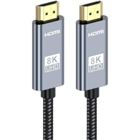 Câble HDMI 2.1 8K 60Hz 4K 120Hz 3D Ultra HD Audio et Vidéo Dynamic HDR,Dolby Vision pour PC TV PS5 Xbox (5m) (1/4)