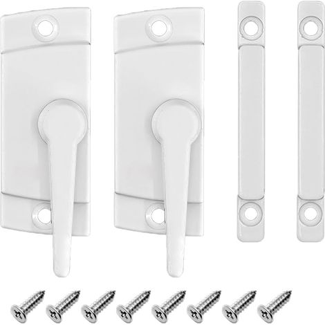 Lot de 2 verrous universels pour fenêtre coulissante en forme de croissant en alliage de zinc avec siège plat pour maison, cuisine, balcon – Utilisation à gauche