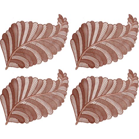 Sets de table, décoration de bureau, plante artificielle, tasses de salle à manger, sous-verres, dessous de plat isolant thermique, dessous de plat étanches, lot de 4 (bronze) (1/5)