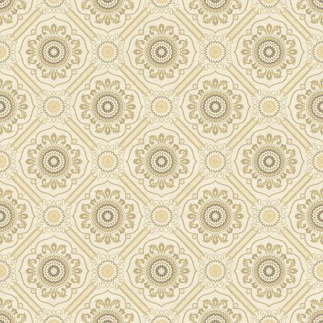 Wallquest Floral Brocade Beige Wallpaper Flowers Classic Acrylic Coated (1/4)