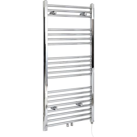 Hudson Reed Neva - Sèche-Serviettes Design Électrique Moderne - Raccordement Central - Chromé  - 118.8 cm x 60 cm
