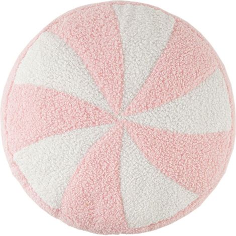 Coussin De Noël - Forme Ronde En Peluche Douce - Motif Bonbon Rose - Pour Canapé Chambre Salon - 40 cm - Lot De 1 (1/5)