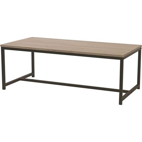 Table basse rectangulaire LOFT - Noir et Bois - Métal et bois - 100 x 50 x 36 cm - Livraison gratuite (1/2)