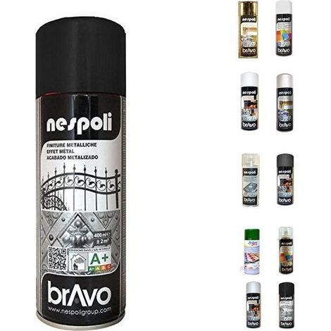 Lot de bombes de peinture - Aérosol NESPOLI 400ml - peinture en spray MadeInNature - Noir effet métal - Lot de 3. (1/2)