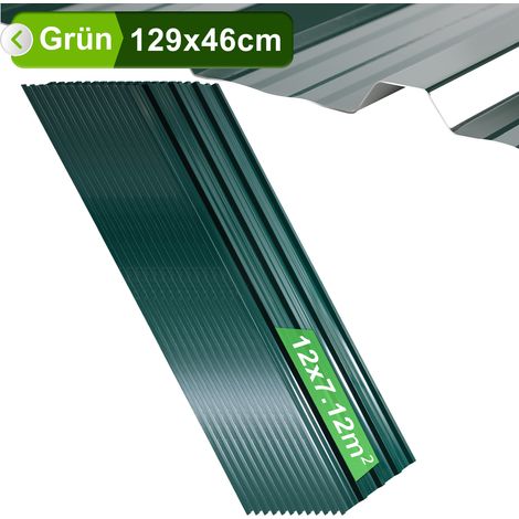 Randaco 24er Trapezblech Dachplatten 0,25 mm, 129 x 46 cm, Grün, verzinkter Stahl, ca. 14 m² (1/5)