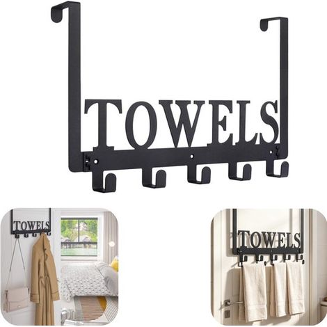 Crochets de porte 37,3 x 26,5 cm - range-serviettes et supports pour sacs en métal, noir (1/5)