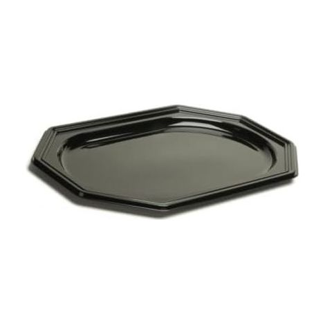 D-Work 50 Plateaux de Présentation Octogonaux Noir PET - 35 x 24 cm - Épaisseur Robuste - Finition Élégante - Utilisation pour Aliments Froids ou Tièdes (1/3)