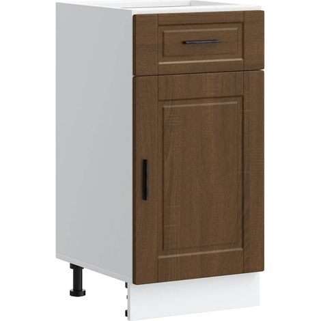 Armoire de cuisine Porto 40 x 46 x 81,5 cm avec rangement optimisé design contemporain en bois d'ingénierie chêne marron (1/5)