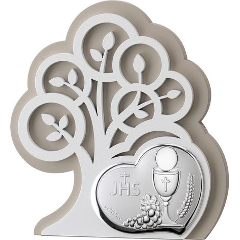Cuadro santa comunión, recuerdo de primera comunión en plata con grabado  Tamaño: 14x15,5 cm  SKU: VL81412/1L