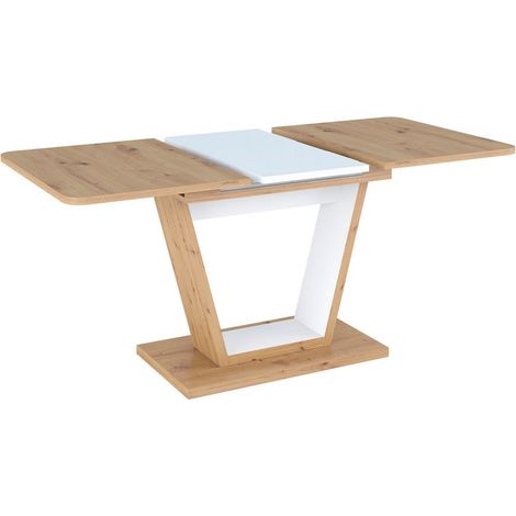 Table à manger extensible 120-160 cm aspect chêne et blanc mat Lewis (1/5)
