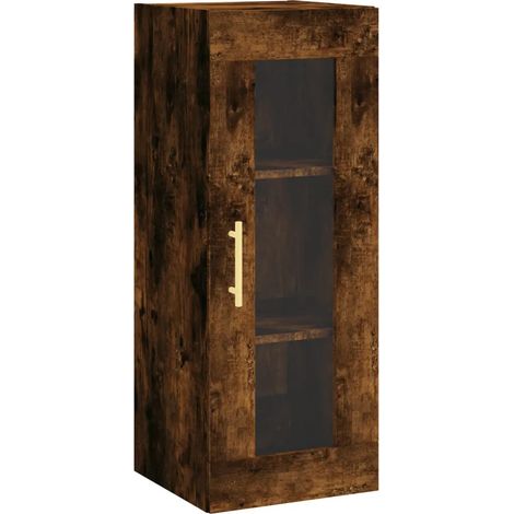 Armoire murale élégante pratique 34,5 x 34 x 90 cm en bois d'ingénierie chêne fumé (1/5)